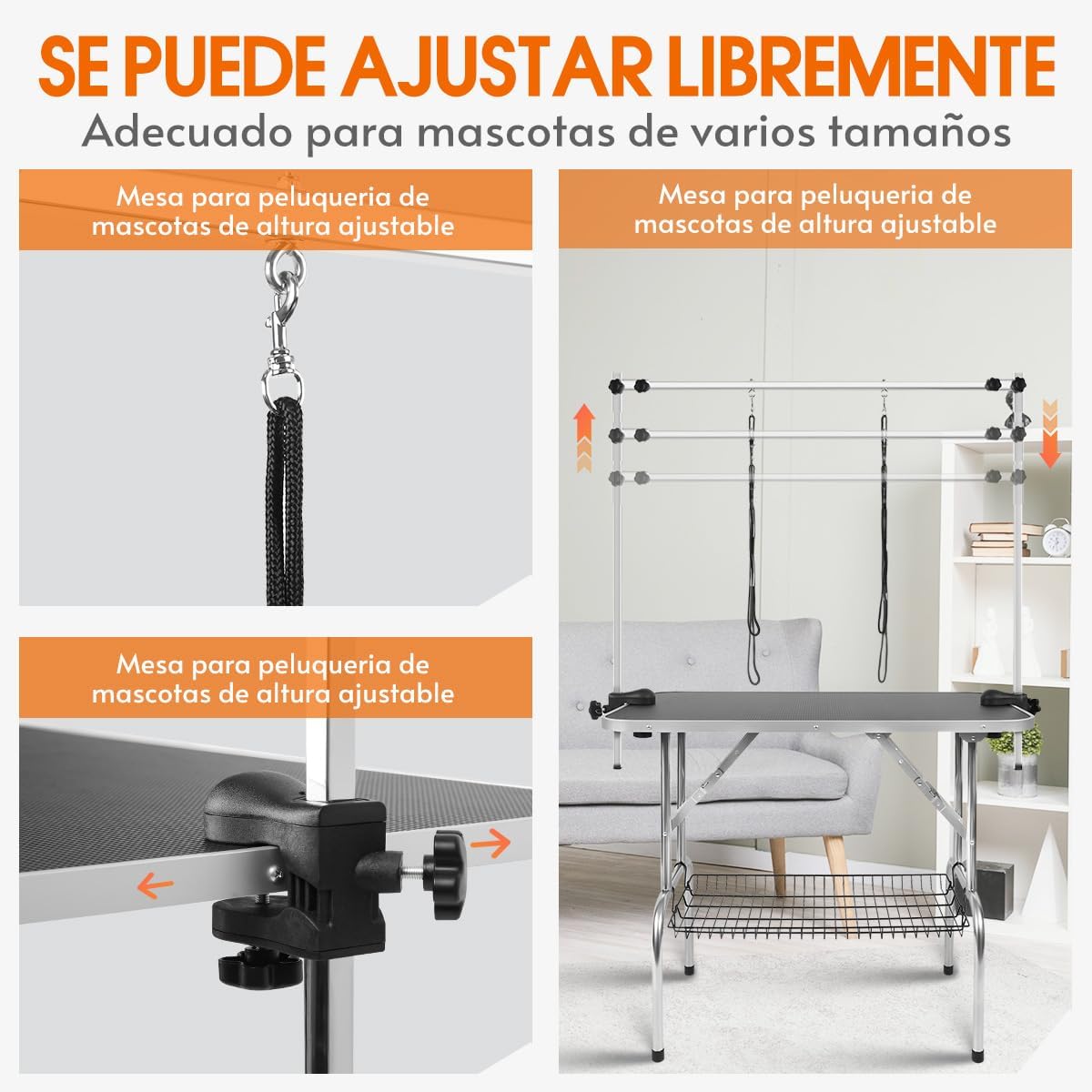 Mesa Estetica Canina, Mesa de Aseo Plegable para Mascotas en Casa, Mesa de Aseo para Perros de 36 Pulgadas, Mesa de Aseo Profesional para Mascotas
