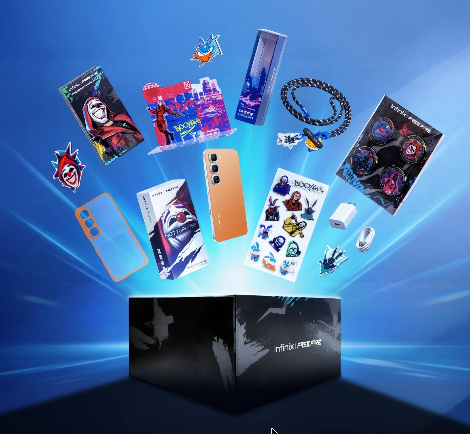 Infinix HOT 70 Pro 5G Edición Free Fire TikTok Exclusiva | 8GB+256GB | Incluye Caja de Regalo | MediaTek Dimensity 7100, AMOLED, 45W, NFC | Negro