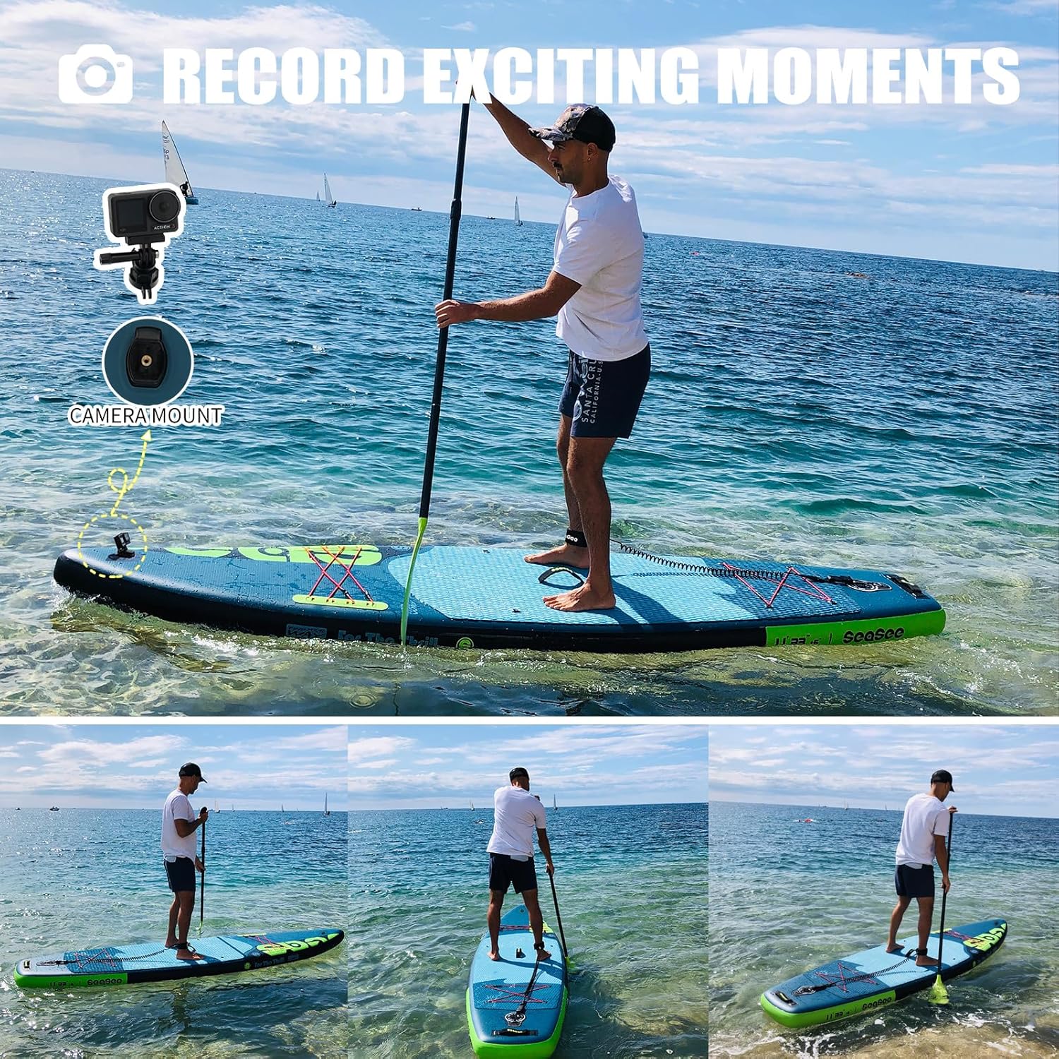 SEASEESUP Tablas de Remo inflables con Accesorios Sup, Tabla de Remo de 12 pies, Duradera, Ligera, diseño Estable de 33 Pulgadas de Ancho para Adultos con sobrepeso