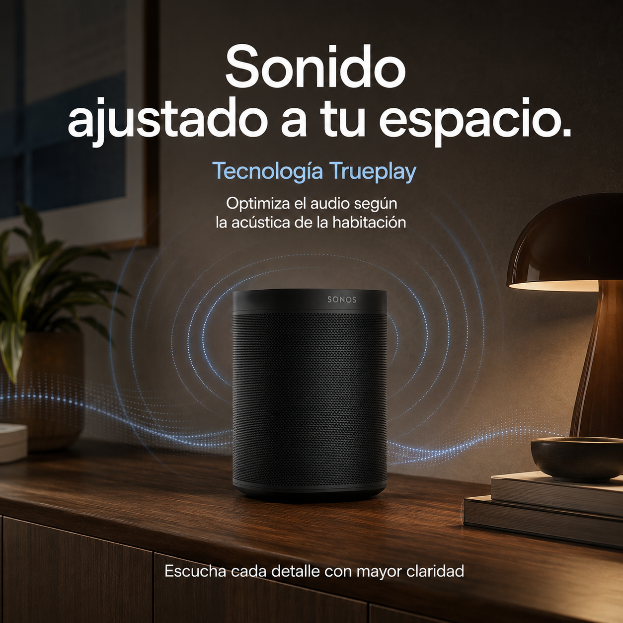 Bocina Inteligente Sonos One con Alexa, Wi-Fi, AirPlay 2, Trueplay y Sonido Estéreo