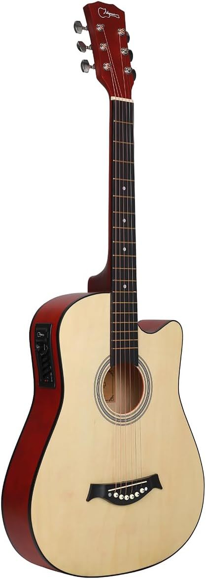 Jidyous electricacústica 38 inch Acústica Clasica guitarras Funda Y Accesorios, con correa, afinador, un paquete de cuerdas adicionales, capo, paño de limpieza, 3 púas, bolsa de concierto (Natural)