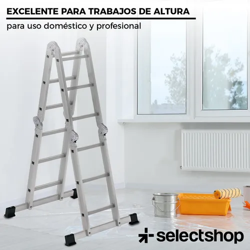 Escalera Plegable Metálica Multiposiciones 12 Peldaños 3.7m