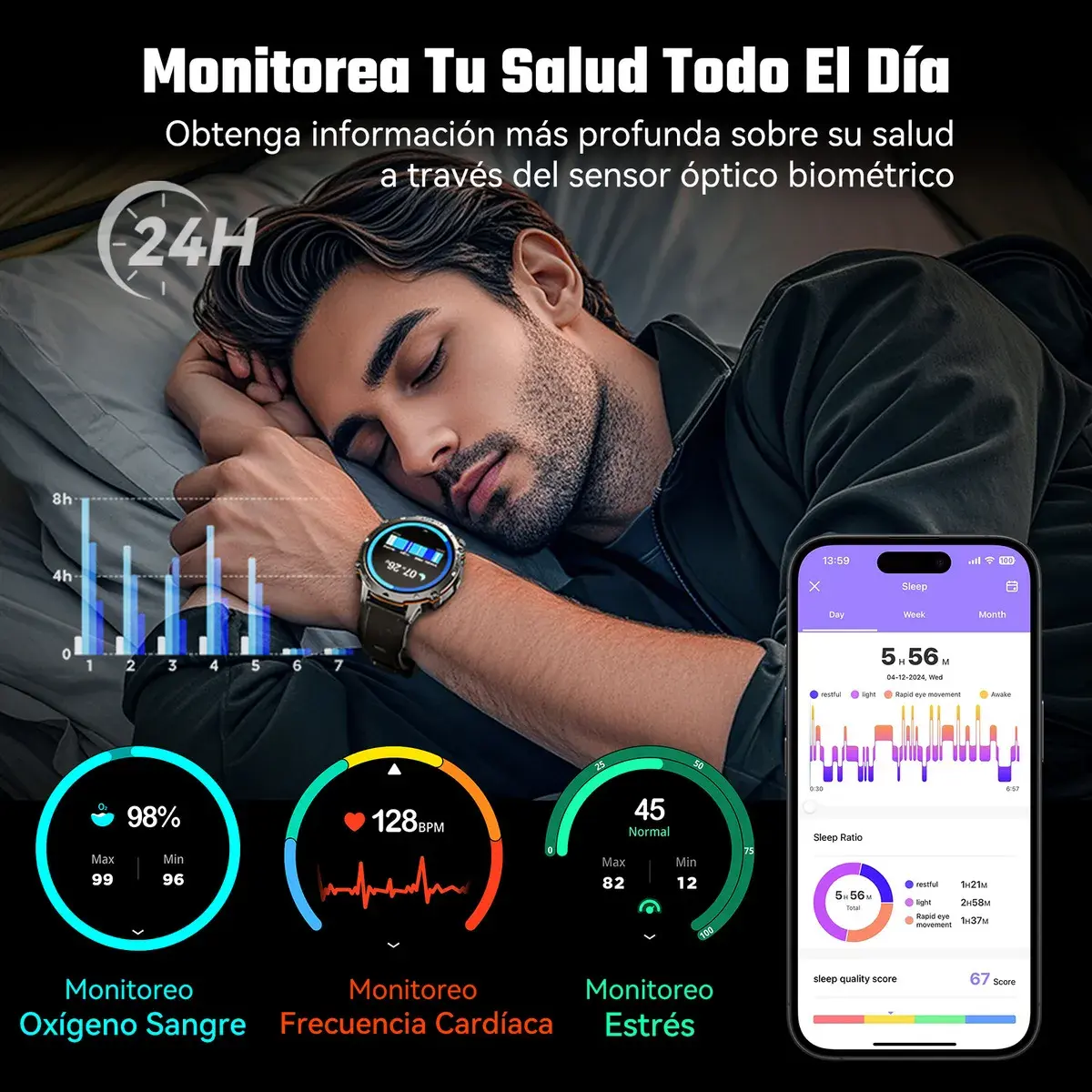 CUBOT X3 Reloj inteligente Cubot X3 Smartwatch con Llamadas y IA ChatGPT 100 Días Batería Resistente Agua Reloj Militar​ para Hombre Negro A