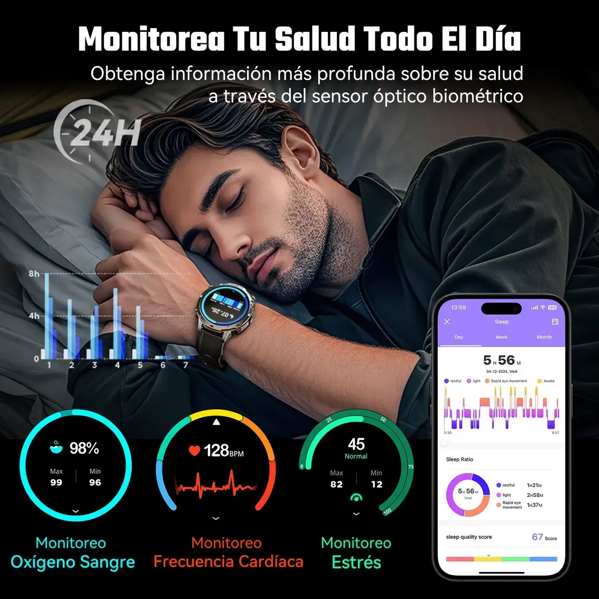 CUBOT X3 Reloj inteligente Cubot X3 Smartwatch con Llamadas y IA ChatGPT 100 Días Batería Resistente Agua Reloj Militar​ para Hombre Negro A