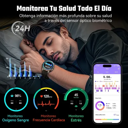 CUBOT X3 Reloj inteligente Cubot X3 Smartwatch con Llamadas y IA ChatGPT 100 Días Batería Resistente Agua Reloj Militar​ para Hombre Negro A