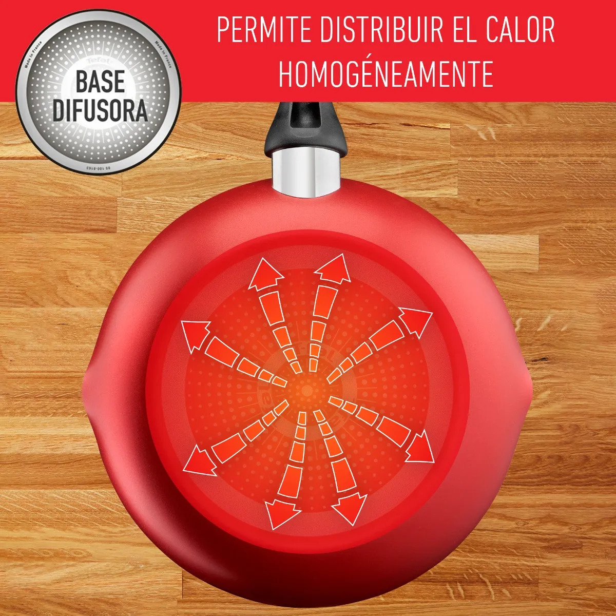 Batería de Cocina T-Fal de 26 piezas, con antiadherente Titanium, base de difusión y termo señal, Supercook Roja, B464SZ84
