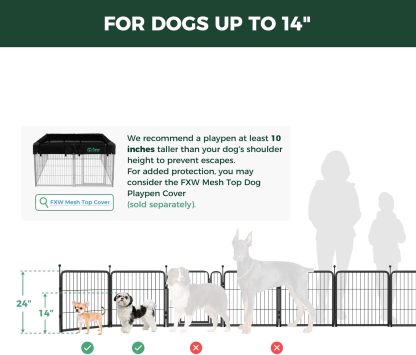 FXW Rollick Corral para Perros para Patio, RV Camping│Patentado, 24 Pulgadas 8 Paneles