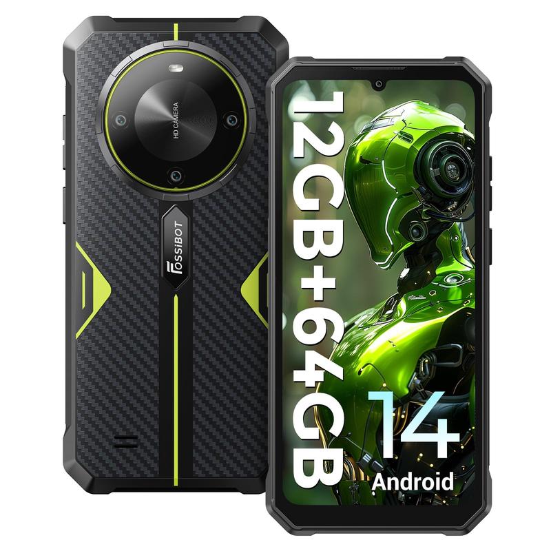 Smartphone robusto FOSSIBOT F105 desbloqueado, Android 14, batería de 10300 mAh, almacenamiento de 12+64/128 GB, pantalla FHD de 6,75", cámara de 8 MP+20 MP, IP68/IP69K, resistente al agua, 4G, doble SIM, OTG (no compatible con AT&T, Cricket, Verizon, Spr