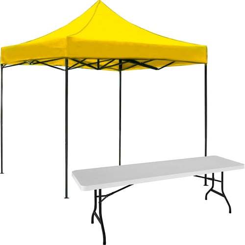 Kit Toldo Carpa 3x3 + Mesa Plegable 1.80m Jardin Exterior