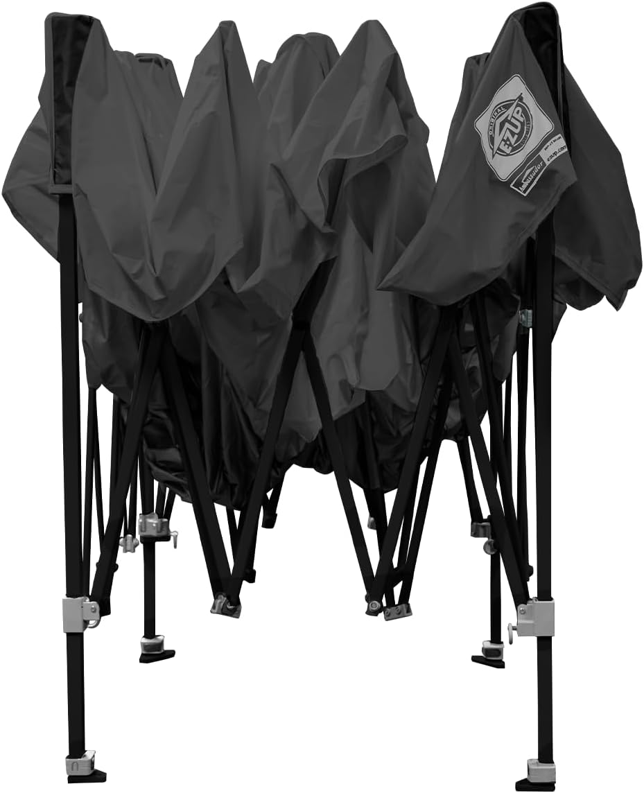 E-Z UP Ambassador Instant Shelter Toldo, 10 x 10 pies, Bolsa de Rodillo y Juego de 4 Puntas de Acero, Gris