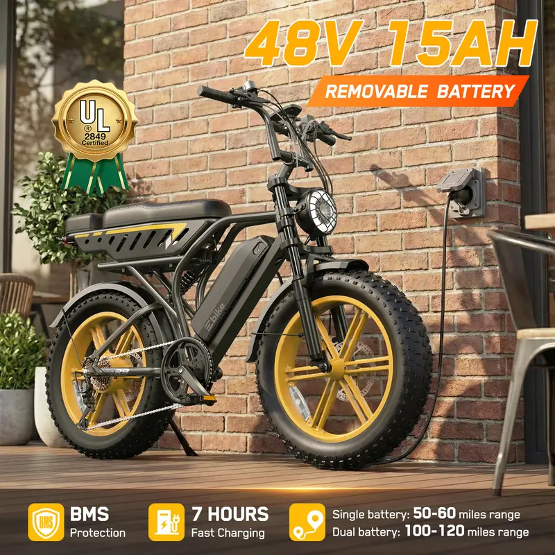 Bicicleta eléctrica de 1500 W con doble batería | Hasta 120 millas de autonomía