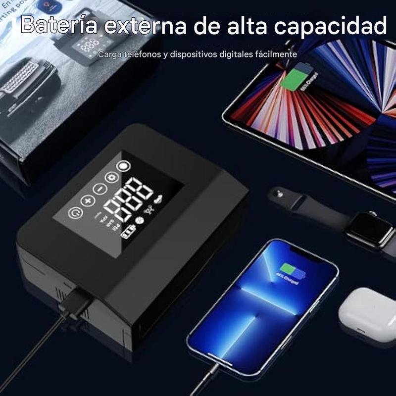 【Hieha】Arrancador de Auto Portátil Salvavidas de Invierno y Año Nuevo – Arrancador 4000A con Inflador de Llantas 150 PSI, Power Bank 15000 mAh y Luz LED de Emergencia