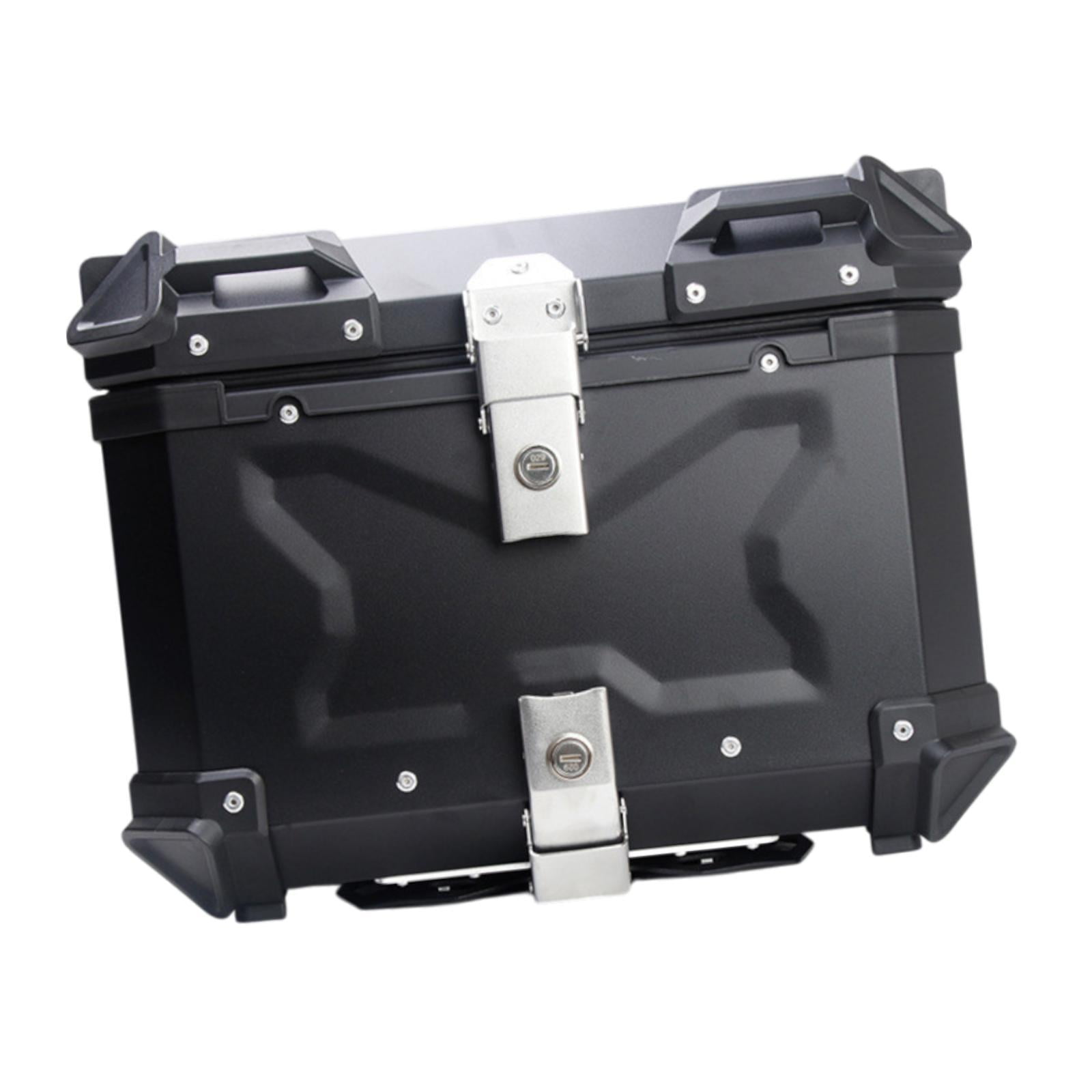 Baúl de motocicleta genérico, caja trasera, organizador de aluminio a prueba de golpes, caja para casco, baúl de almacenamiento de equipaje para 45L Plata