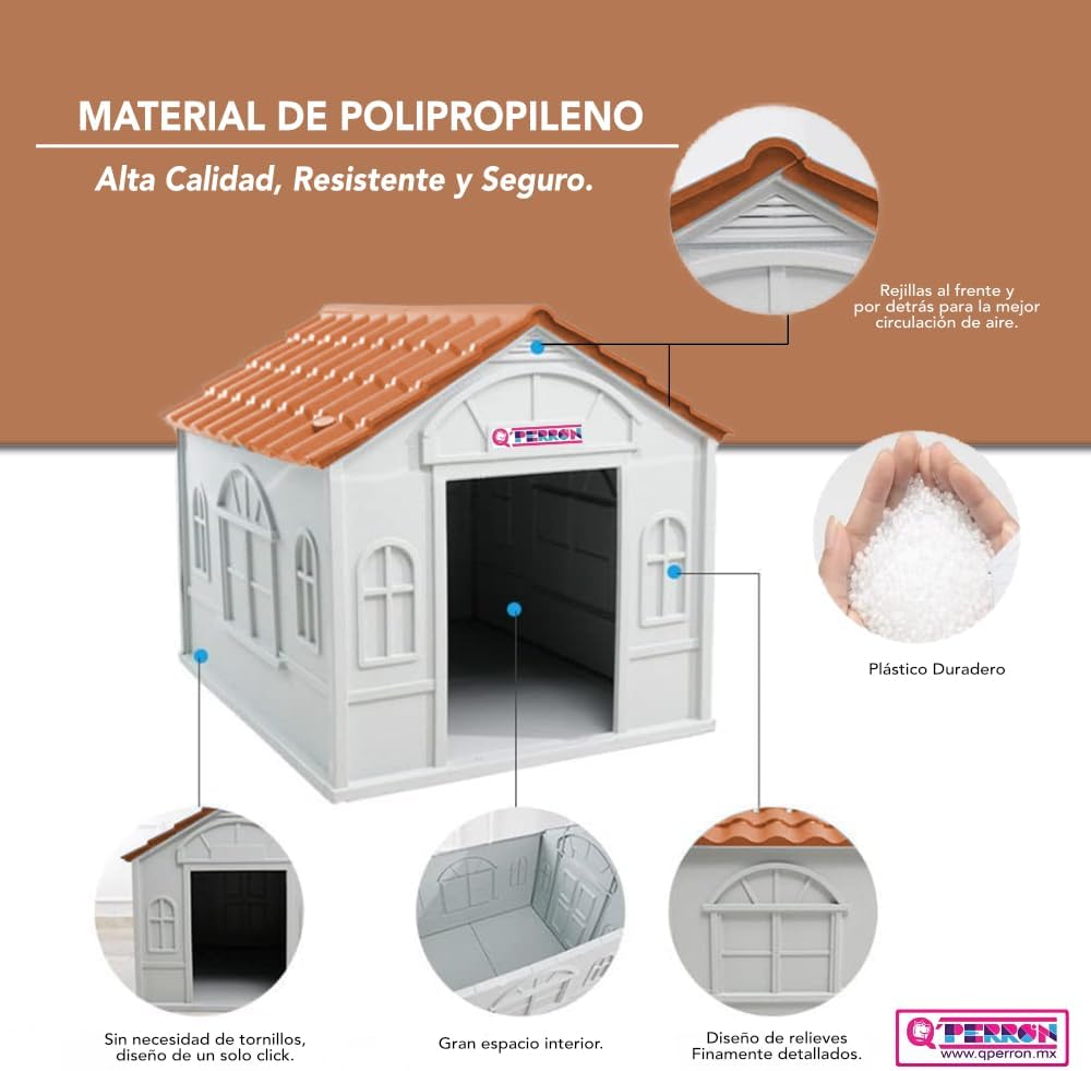 Casa Térmica para Perro Raza Grande | Incluye Puerta Metálica | 99 x 84 x 82 cm | Impermeable con Ventilación | Material Resistente al Exterior.