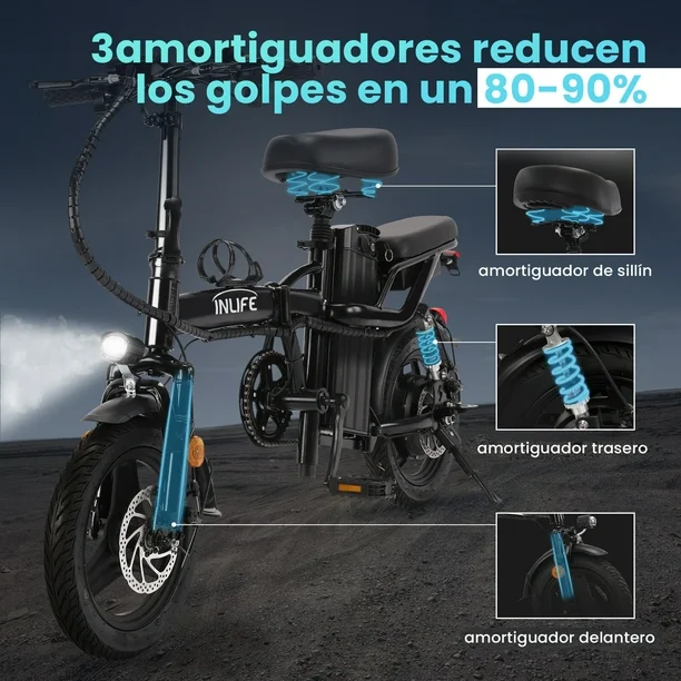Inlife Bicicleta eléctrica plegable de 14 pulgadas para adultos