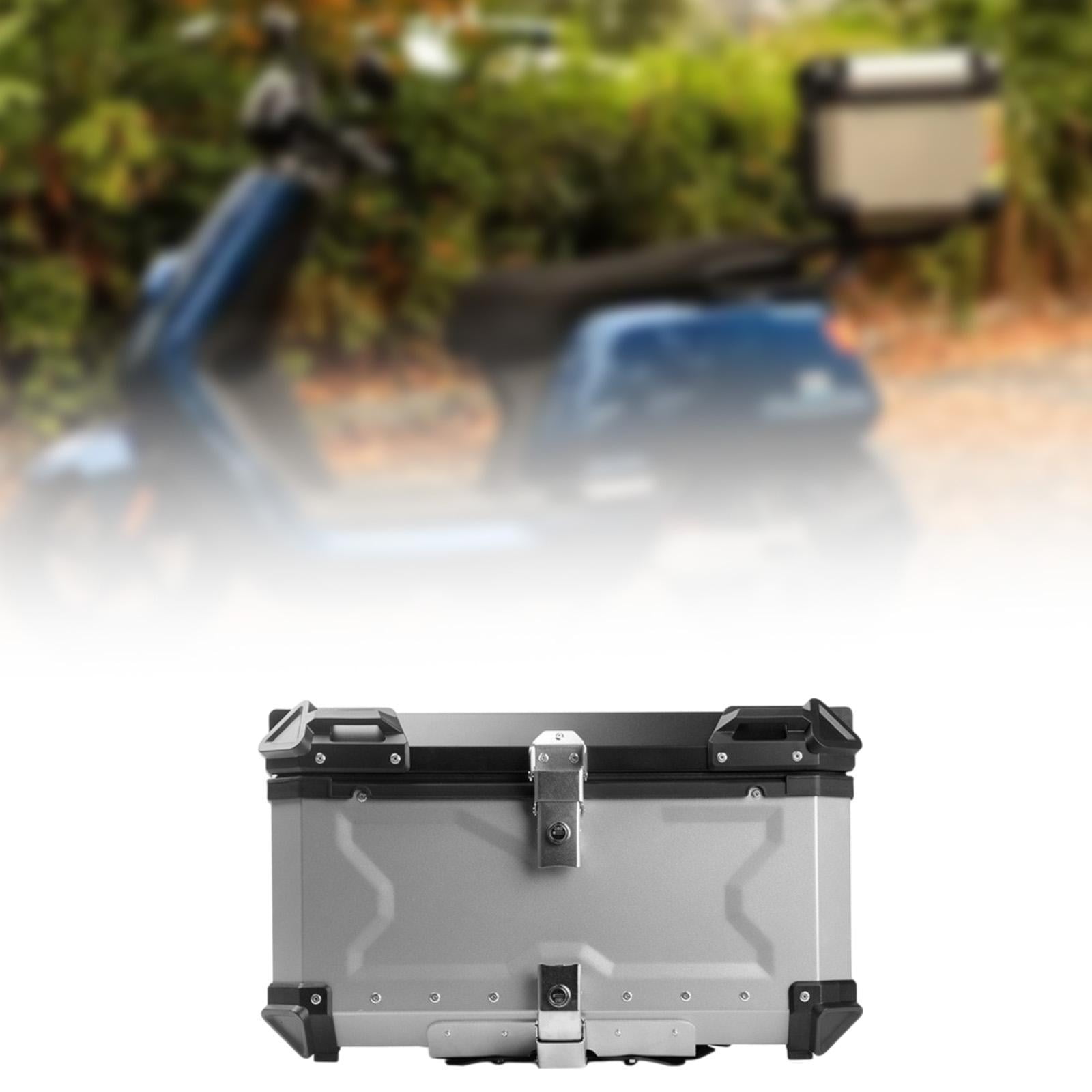 Baúl de motocicleta genérico, caja trasera, organizador de aluminio a prueba de golpes, caja para casco, baúl de almacenamiento de equipaje para 45L Plata