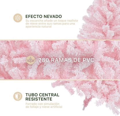 ESQUIMAL Árbol de Navidad Frondoso con Ramas Escarchadas, Pino Navideño (Rosa Nevado, 2.2 m)