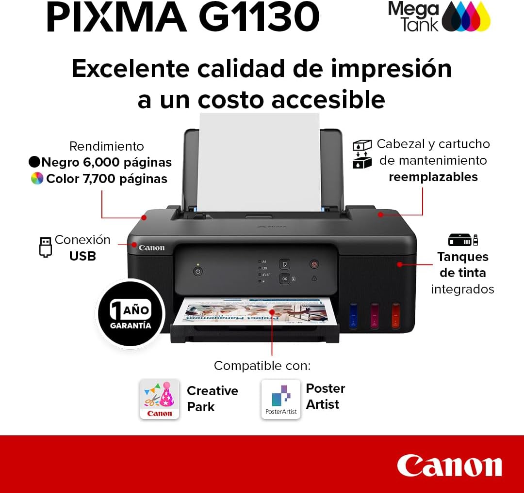 Canon Multifuncional de Inyección de Tinta Continua G3110