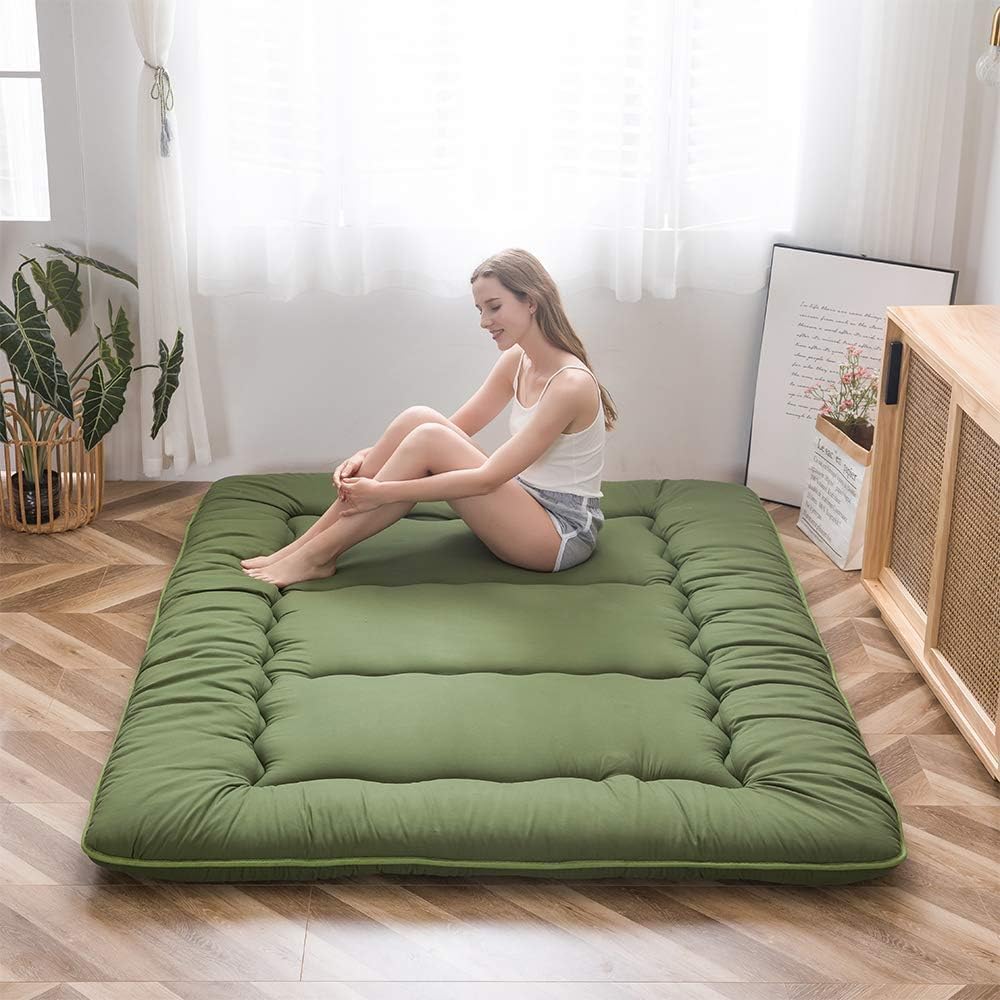 MAXYOYO - Puf plegable para sofá, cama, colchón de piso para adultos, extra grueso, 6 pliegues, sofá para recámara, sala de estar, beige, 135 x 240 cm