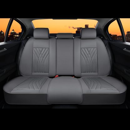 FLORICH - Juego completo de fundas de asiento de piel, fundas universales para 5 asientos, protector de asiento de coche, cojín de piel para asiento de coche, fundas de asiento de automóvil marrones,