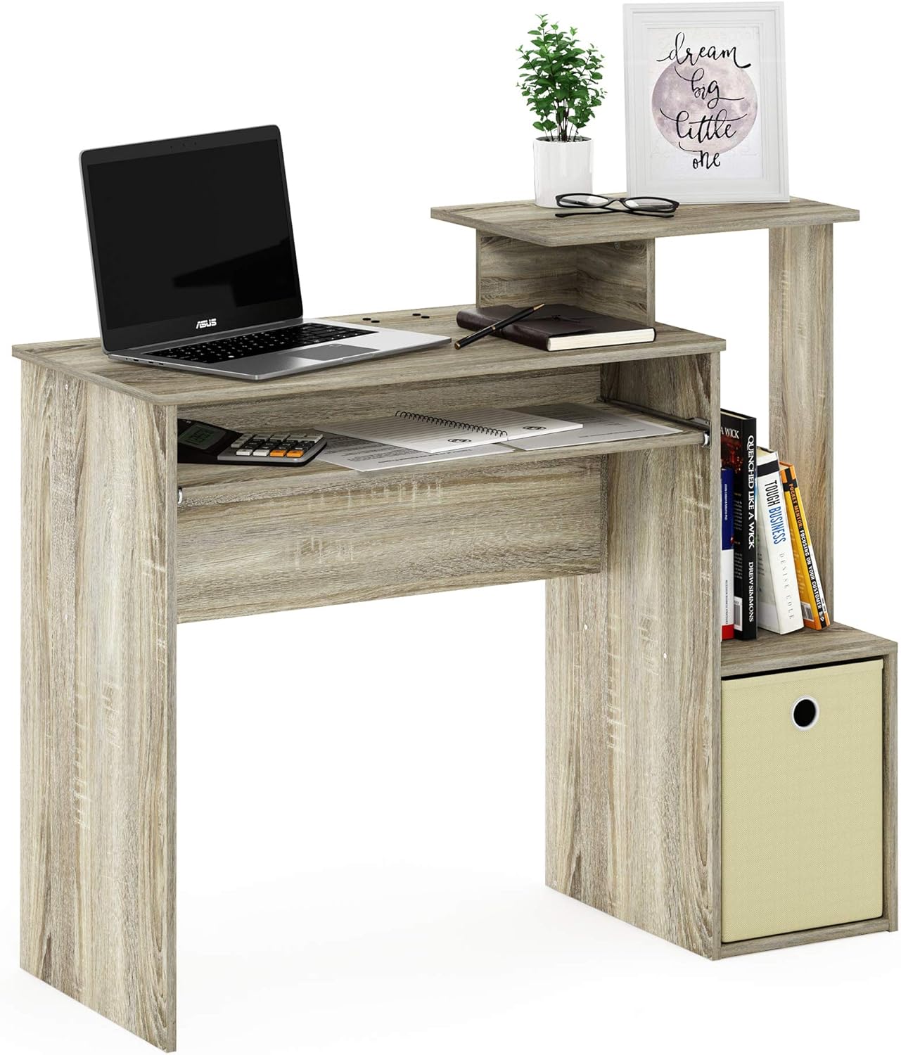 Furinno Econ - computadora Multiusos para computadora de Oficina en casa, Color Gris Roble francés
