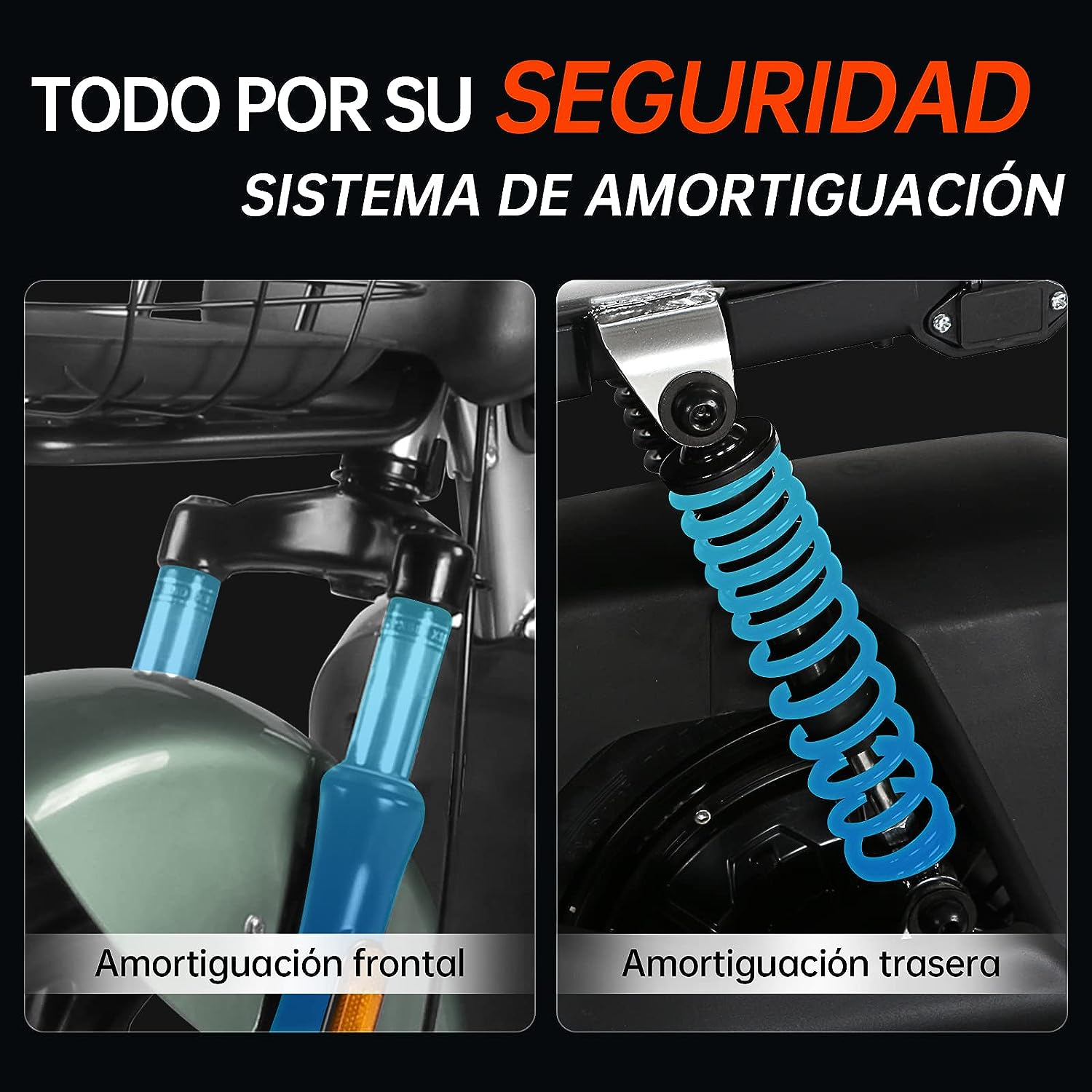HONEYWHALE U3s Bicicleta Electrica para Adultos, Bicimoto Eléctrica con Alarma, Máxima del Motor 650W, Velocidad Máxima 31KM/H, Autonomía 55-60KM, Baterías de Gran Capacidad de 20AH, Dos Asientos