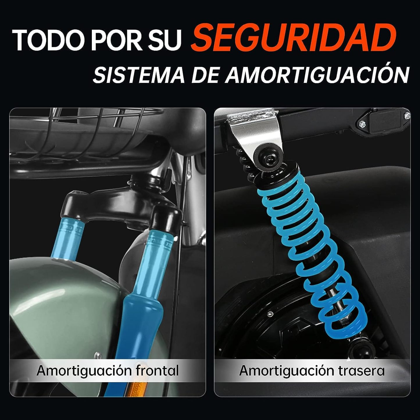 HONEYWHALE U3s Bicicleta Electrica para Adultos, Bicimoto Eléctrica con Alarma, Máxima del Motor 650W, Velocidad Máxima 31KM/H, Autonomía 55-60KM, Baterías de Gran Capacidad de 20AH, Dos Asientos