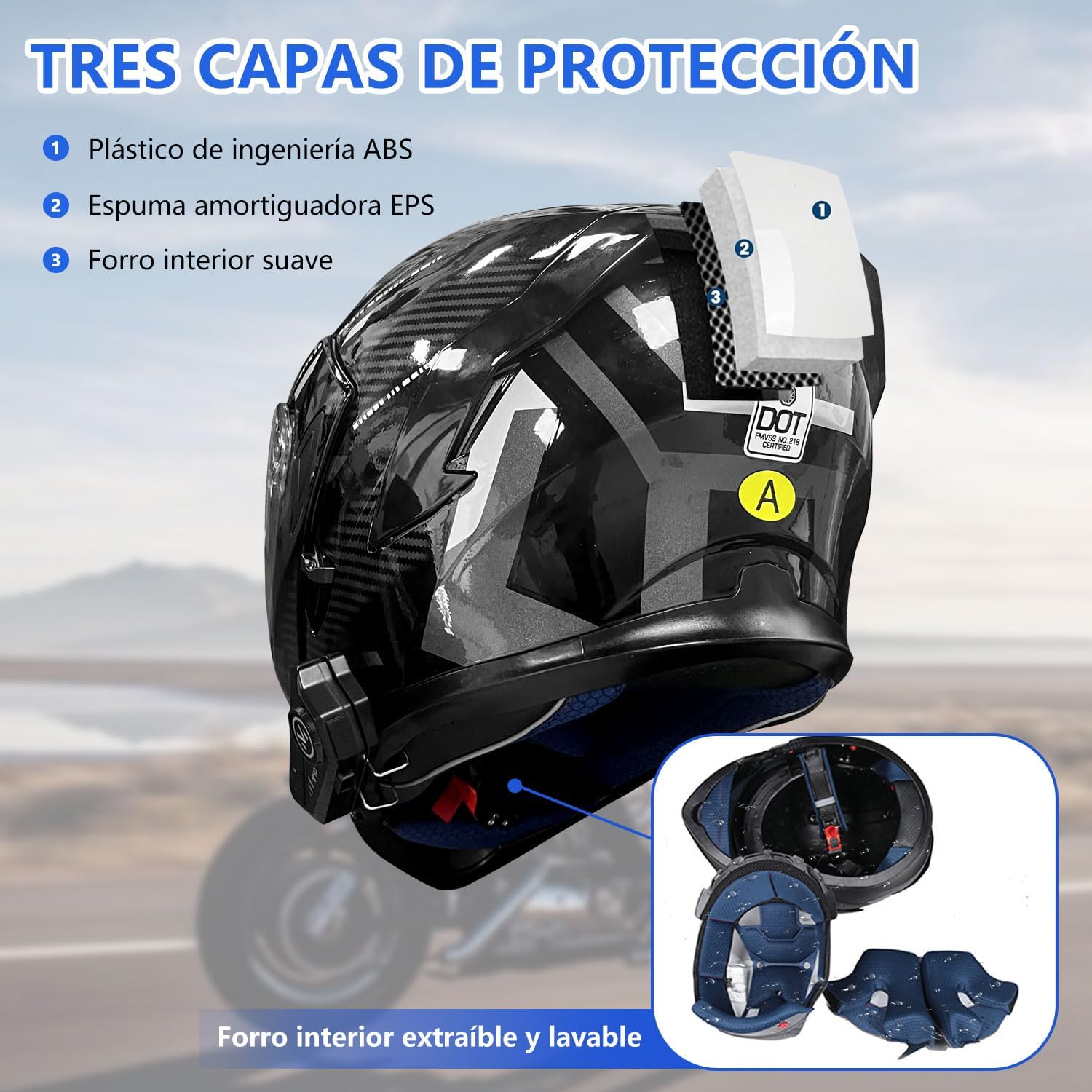 URPOWㅤ Casco de Moto Bluetooth, Casco Integral, Transpirable y Cómodo, Carcasa Resistente, Homologado Dot/ECE, Apto para Adultos, Mujeres y Hombres