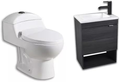 Esatto Paquete Mueble Bleu y Sanitario WC-002 Espejo Gratis (Siberia (Blanco) Monomando Negro)