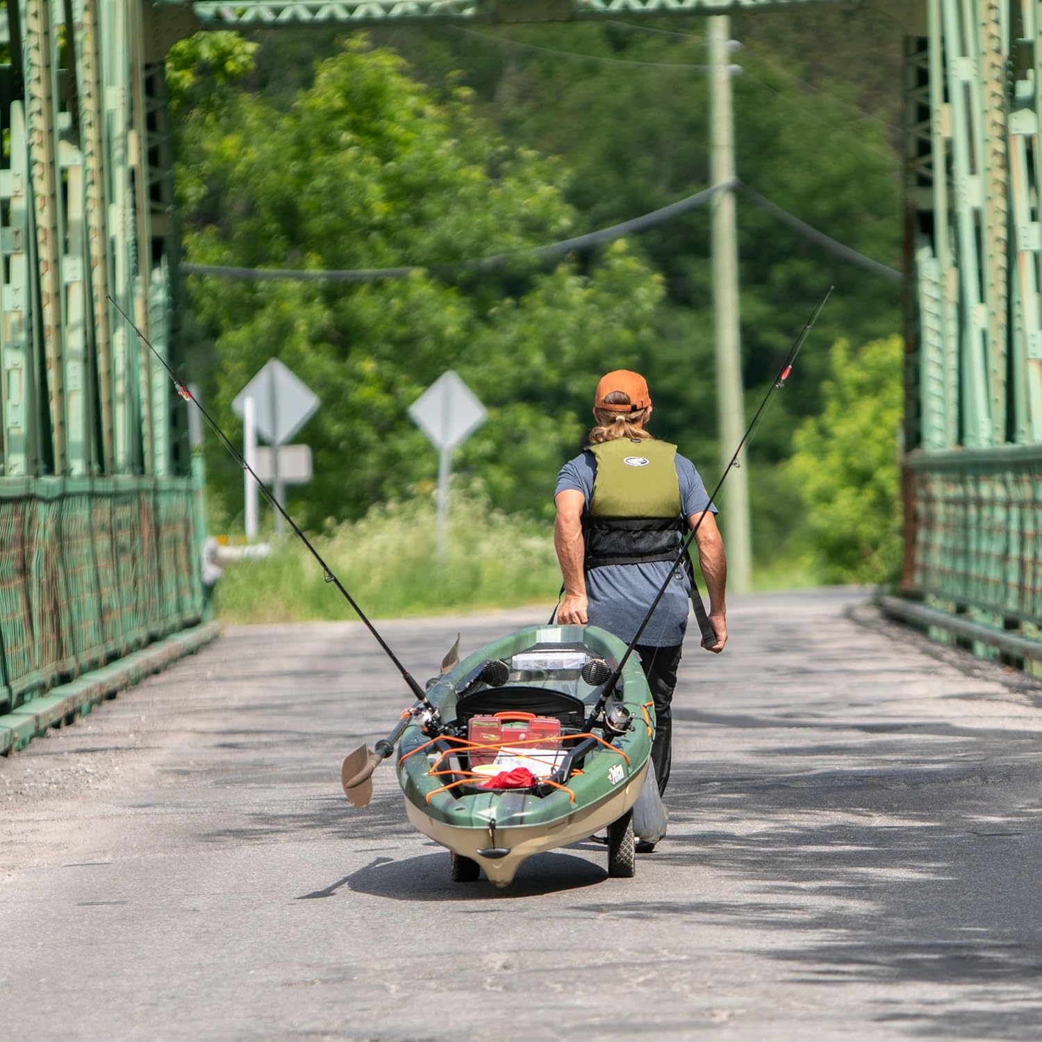 Pelican Sit-on-Top Kayak - Sentinel 100X - 9.5 Feet - Lightweight One Person Kayak (Fade Black Green/Light Khaki, Angler/Fishing)