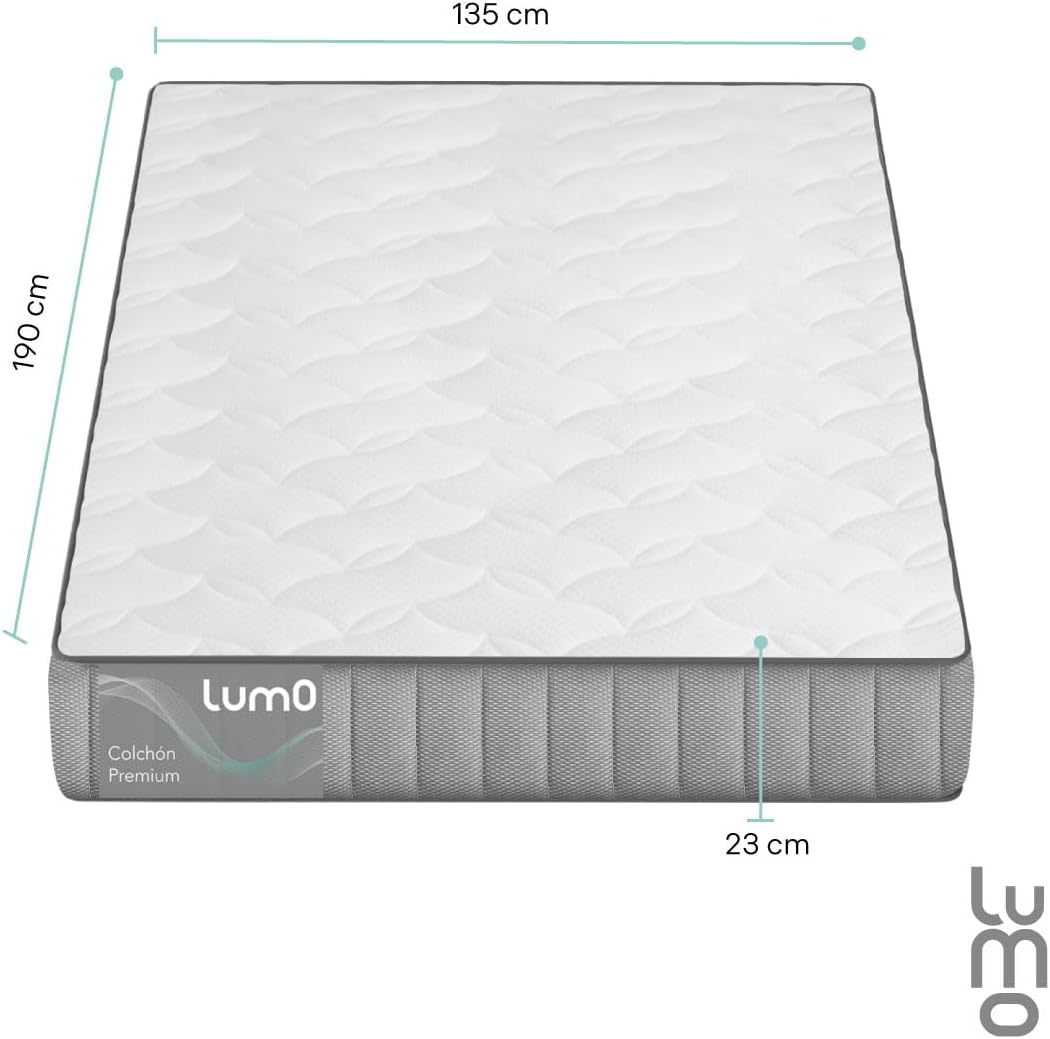 Colchon Premium 7 Capas de Memory de Grosor Transpirable Brinda Frescura al Dormir Anti Ácaros e Hipoalergénico| Enviado en Caja (Blanco, Matrimonial, 18, Centímetros)