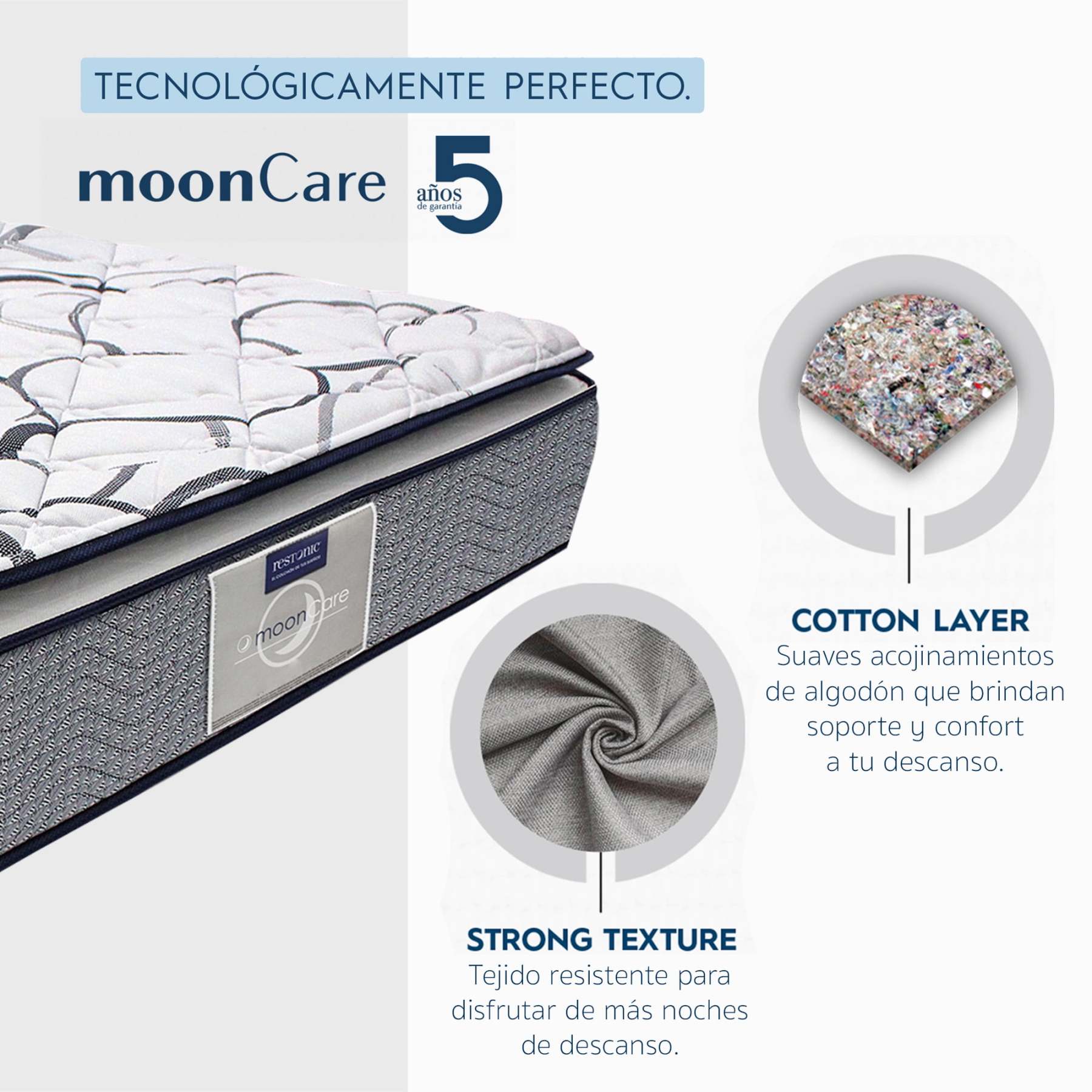 Colchon Individual  Restonic Ortopédico Mooncare 2 Piezas Restonic