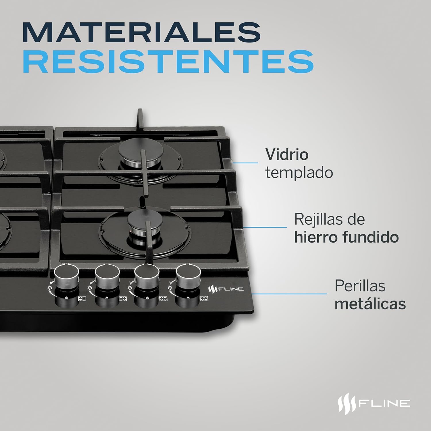 Parrilla De Gas Empotrable 4 Quemadores | Vidrio Templado | Gas LP Y Gas Natural | Encendido Electrónico | Estufa De Mesa | Parrilla De Inducción | Fácil Limpieza