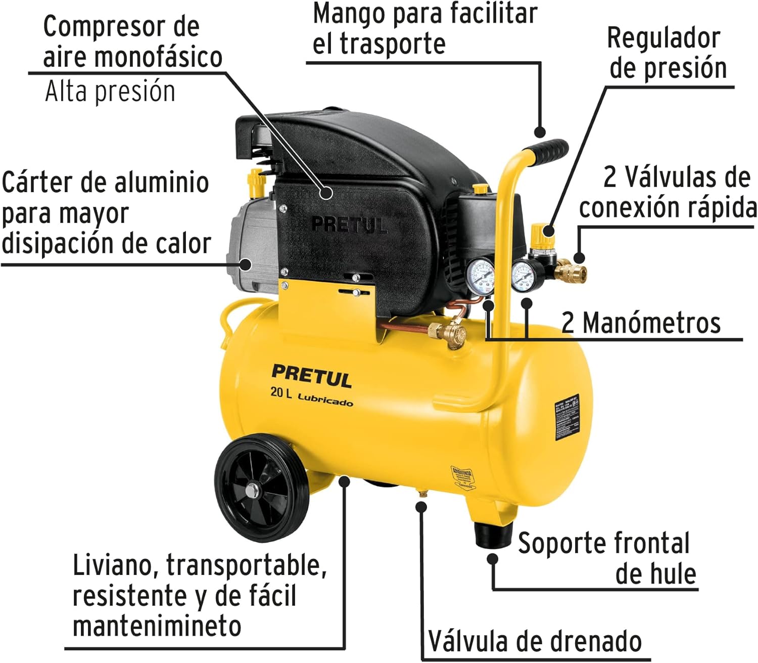 Pretul COMP-20LP, Compresor horizontal, 20 L, 2-1/2 HP (potencia máxima), 127 V