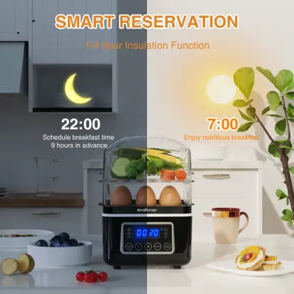 EVOLOOP Vaporera Eléctrica de 2 Niveles, 4 Qt, 400W, 5 Modos de Cocción — ¡Paga 1 y Recibe 2!