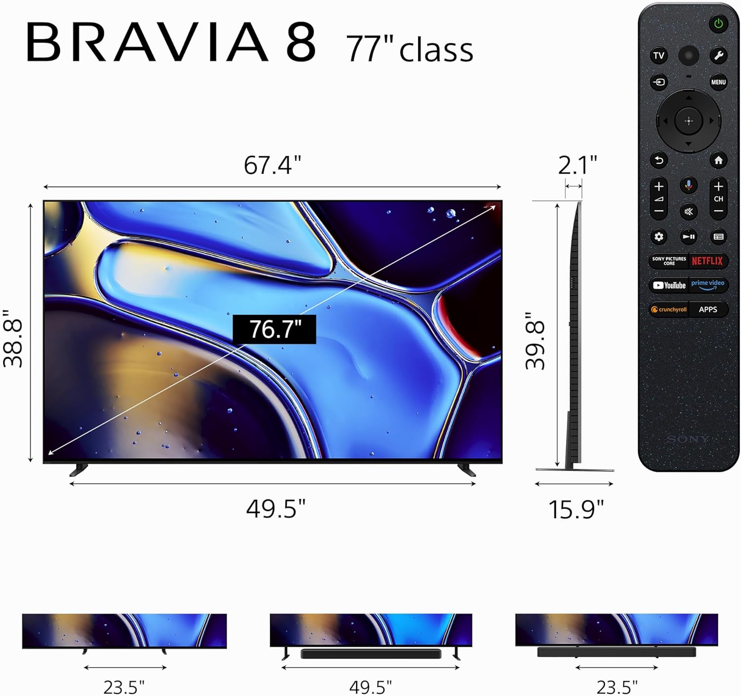 Sony BRAVIA 8 Pantalla 77” OLED con Procesador XR 4K Ultra HD Google