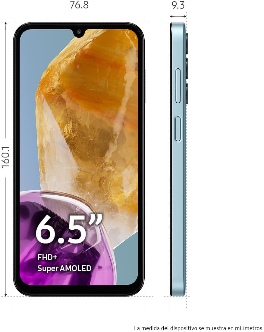 Celular Galaxy M15 5G Azul Claro 4GB RAM 128/256/512GB, Smartphone Nacional con Garantía