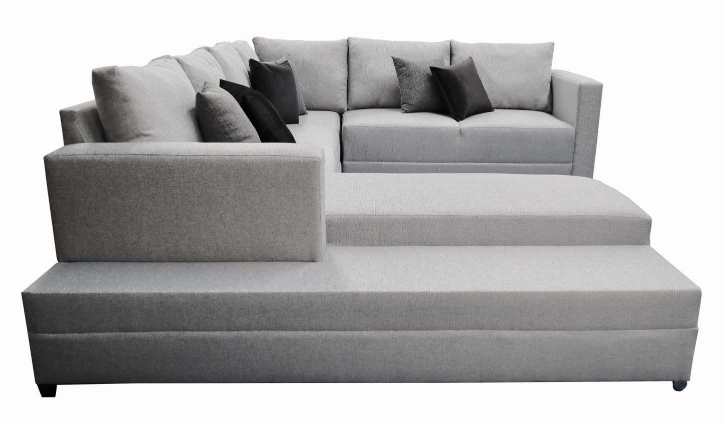 Sala esquinera en U El Bazar Store modelo Corbel gris oxford 4 salas en 1