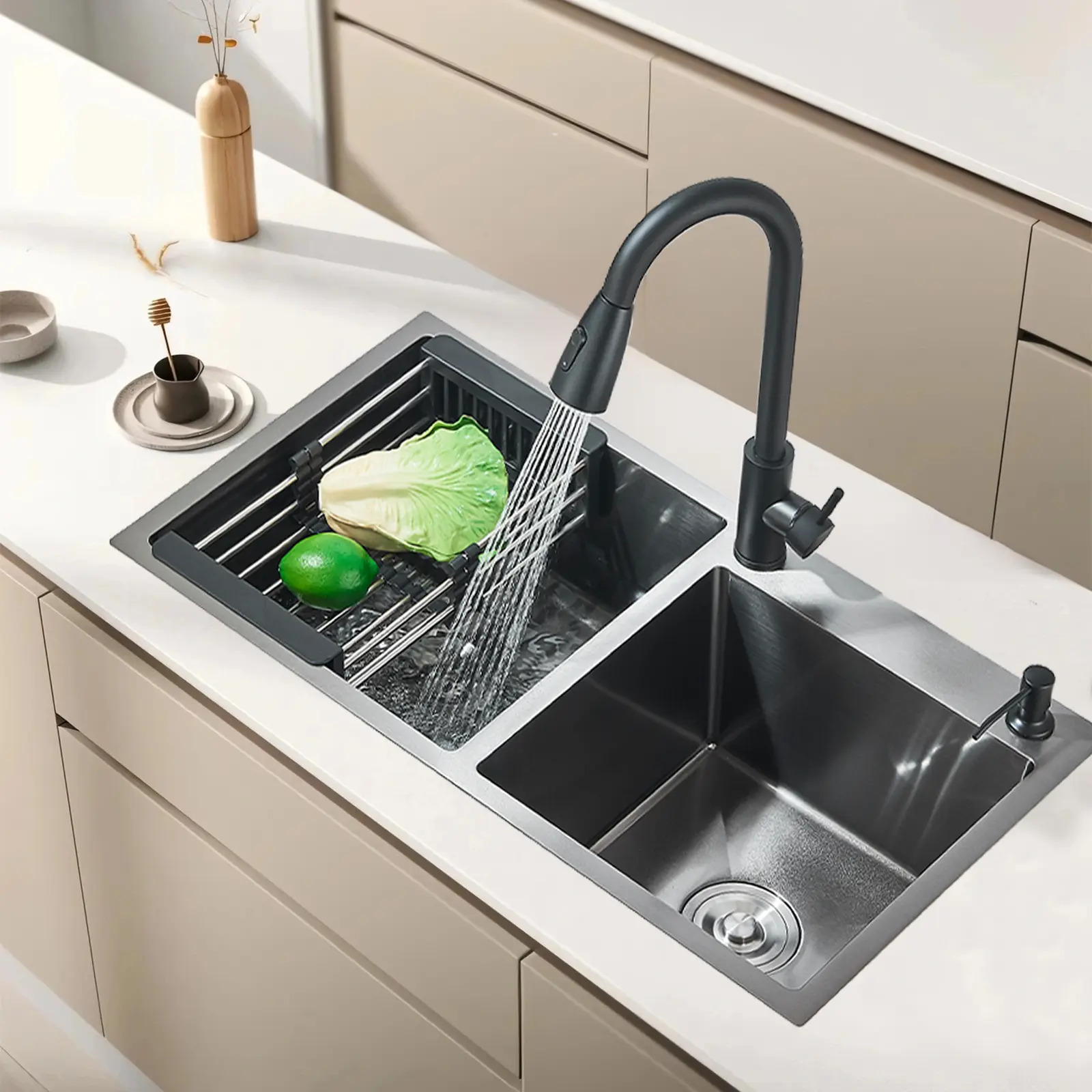Organizador De Cocina 80x45 Doble Ranura De Acero Inoxidable