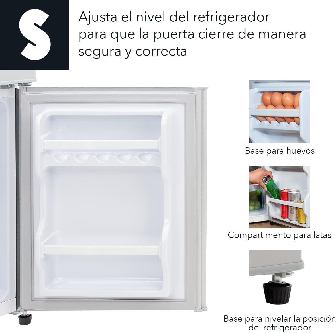 SIGNA Mini Refrigerador 86L (3 pies cubicos) Frigobar Compacto Silver Refrigerador Pequeño Con congelador de Acero Inoxidable Ideal Para Espacios Pequeños Frigobar Mini Multifuncional