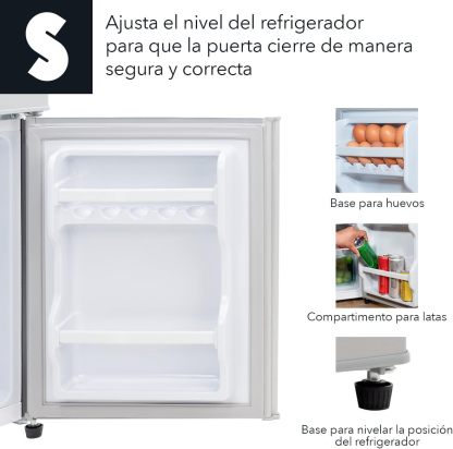 SIGNA Mini Refrigerador 86L (3 pies cubicos) Frigobar Compacto Silver Refrigerador Pequeño Con congelador de Acero Inoxidable Ideal Para Espacios Pequeños Frigobar Mini Multifuncional