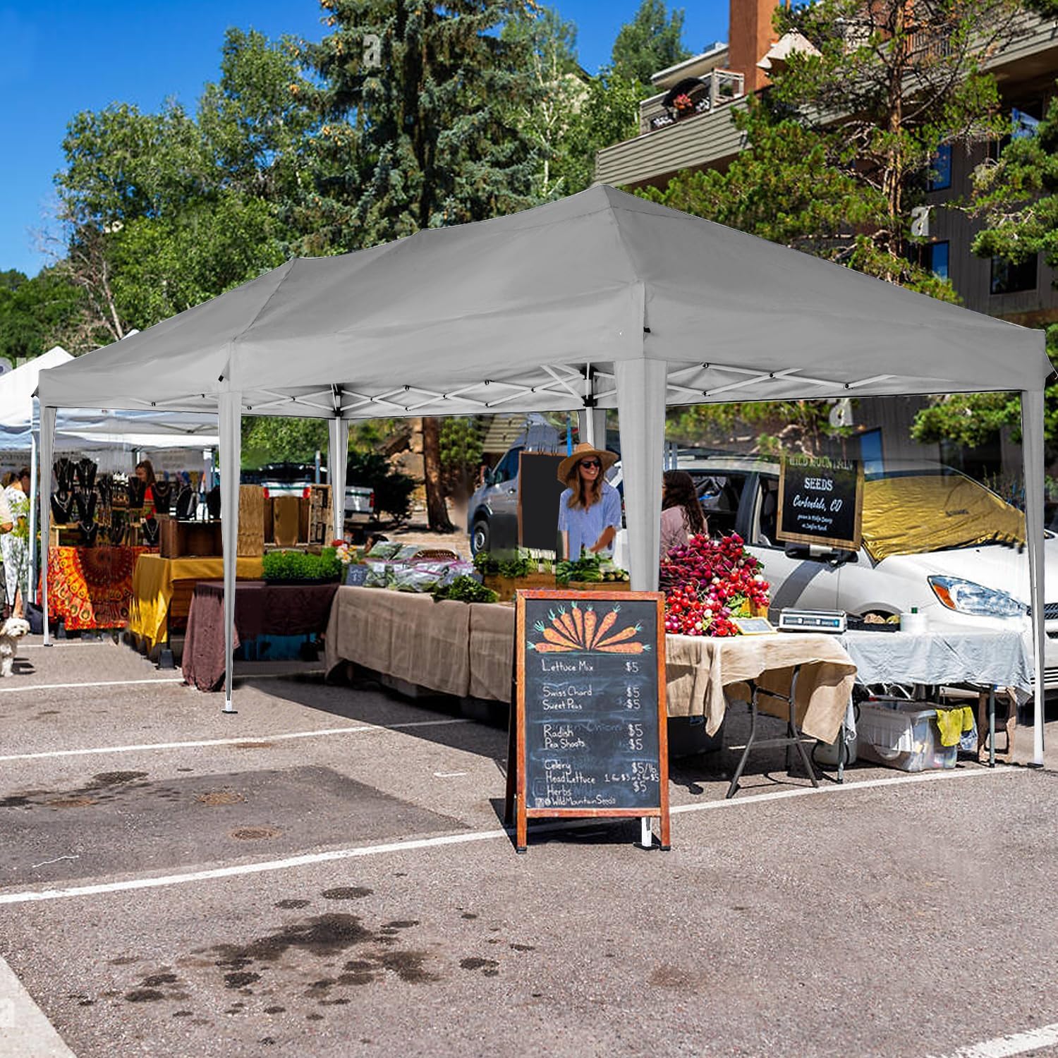 COBIZI - Toldo desplegable de 10 x 20 Pulgadas con 6 Paredes Laterales, toldo Impermeable para Eventos al Aire última intervensión, UPF 50+ cenador portátil para Fiestas, Playa, Camping, Boda,