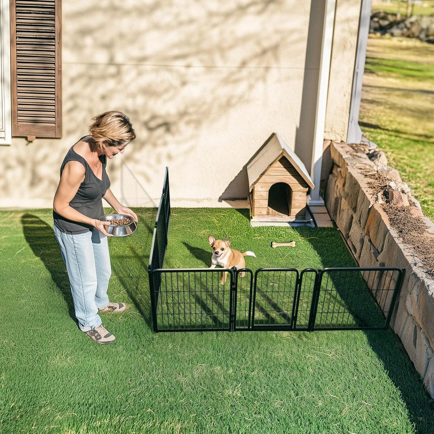 FXW Rollick Corral para Perros para Patio, RV Camping│Patentado, 24 Pulgadas 8 Paneles