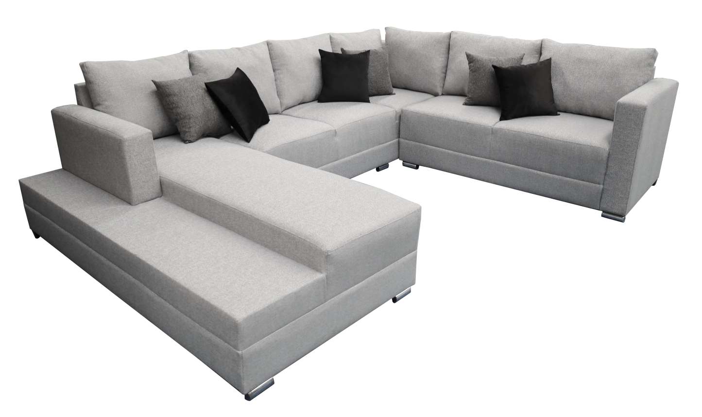 Sala esquinera en U El Bazar Store modelo Corbel gris oxford 4 salas en 1