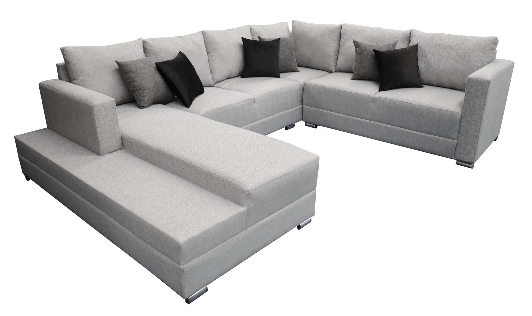 Sala esquinera en U El Bazar Store modelo Corbel gris oxford 4 salas en 1