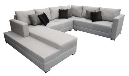 Sala esquinera en U El Bazar Store modelo Corbel gris oxford 4 salas en 1