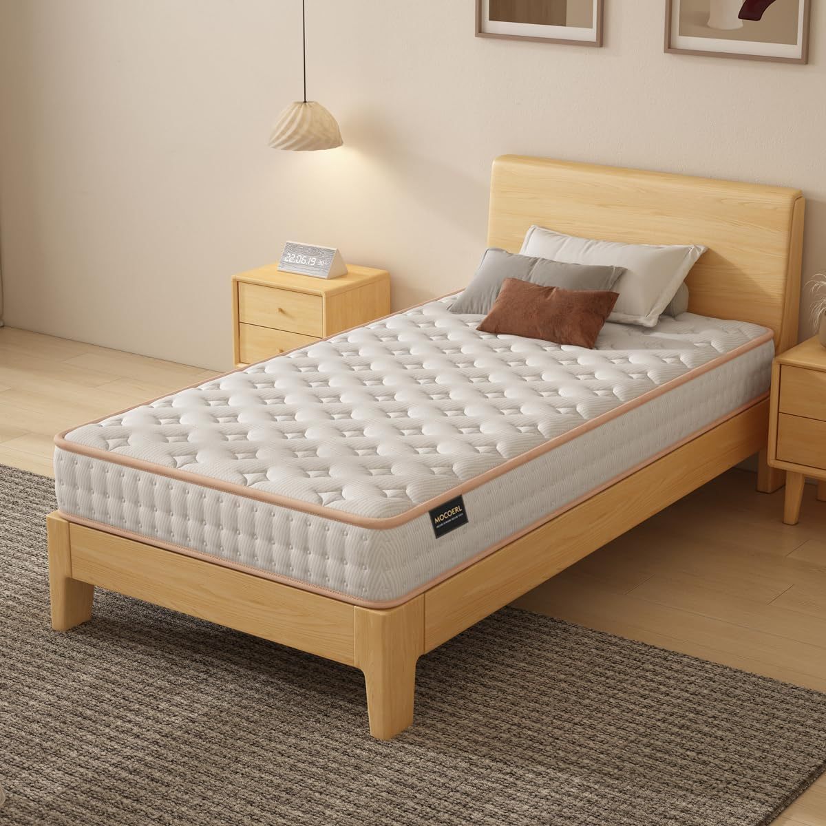 MOCOERL Colchón Individual de Espuma Viscoelástica, Alta Elasticidad, Ultra Transpirable, El Colchón se Puede Utilizar por Ambos Lados.190 cm x 100 cm x 18cm