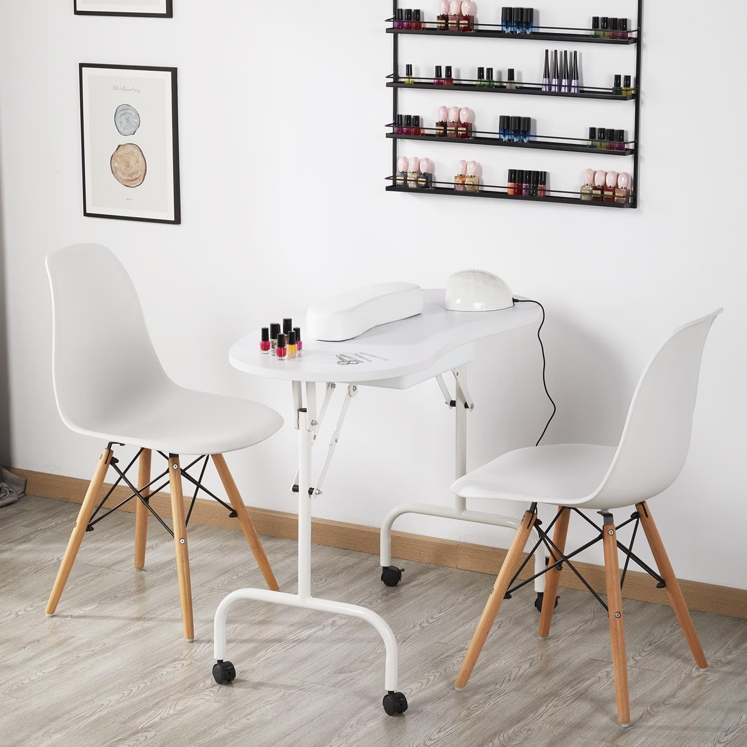 Mesa de manicura Yaheetech portátil y plegable de 37 pulgadas, blanca