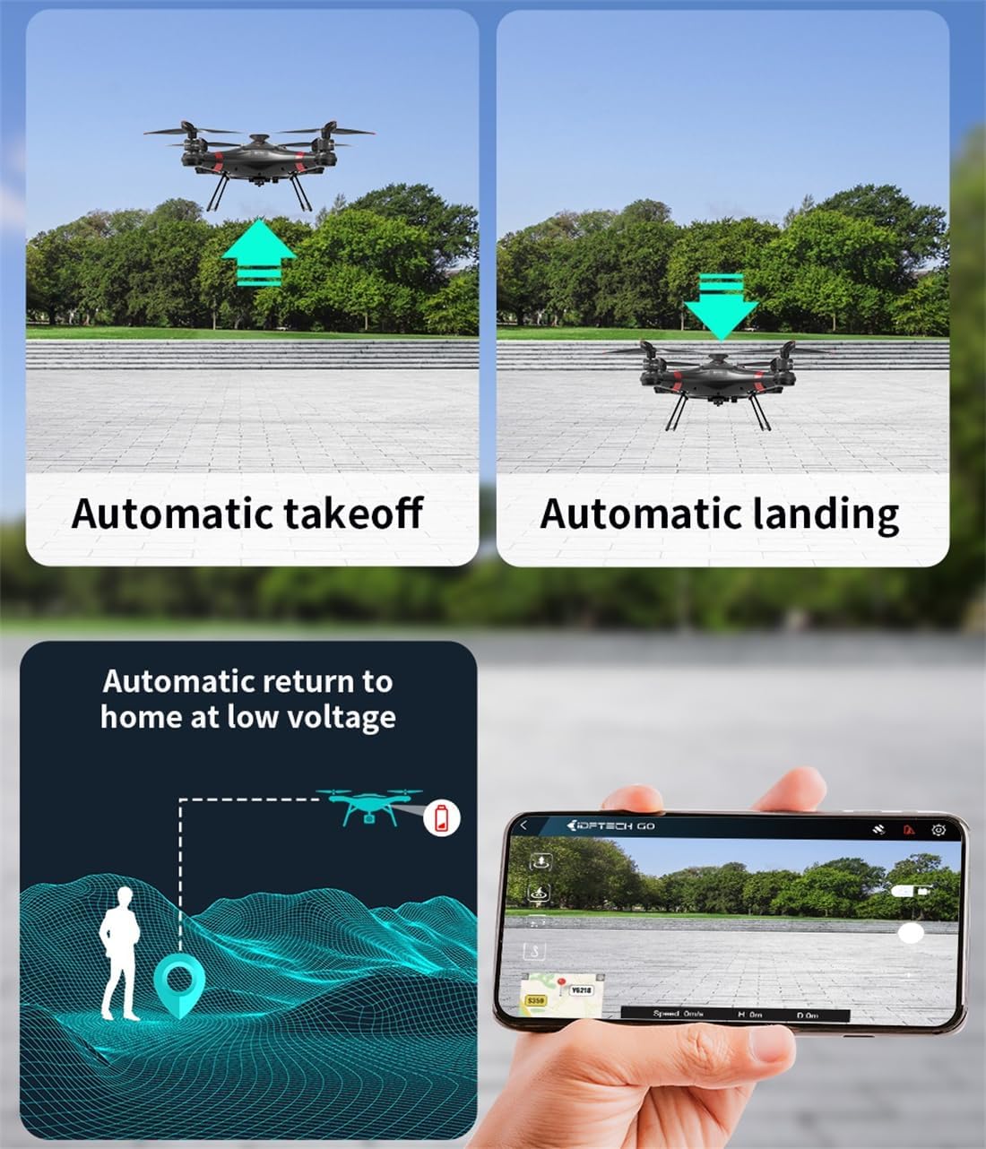 Drone de pesca con cámara 4K con liberación automática de cebo de caída, 33 minutos con GPS, carga útil de 6.6 lbs, drones impermeables para adultos pescadores (hélices de batería