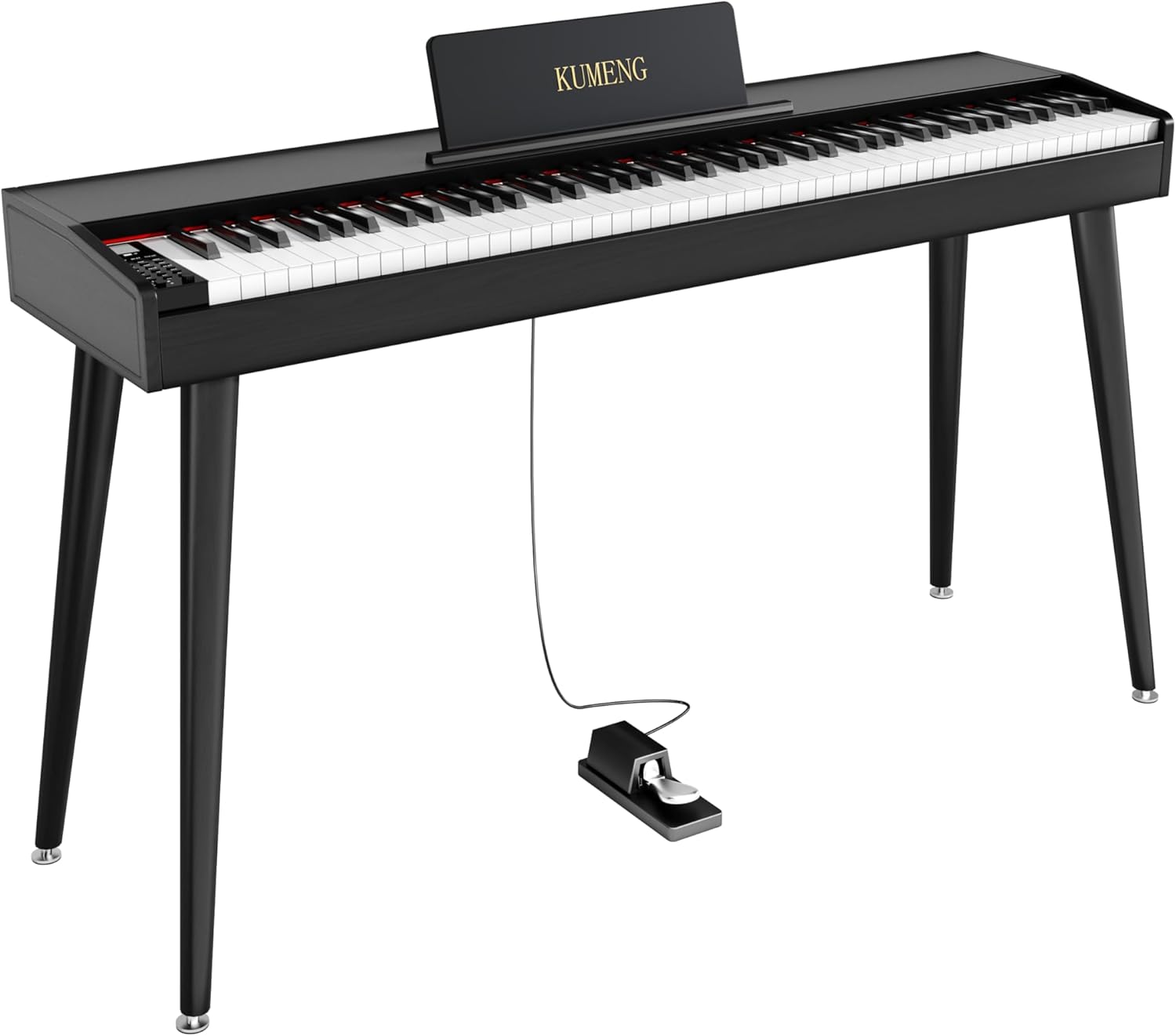 Teclado digital para piano de 88 teclas semiponderado, piano eléctrico de tamaño completo para principiantes, con soporte de partitura, pedal, adaptador de corriente, modo de auriculares,